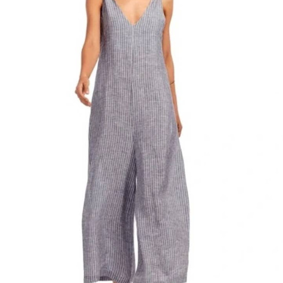 Vitamin A Swim Vitamin A Striped Wide Leg Linen Jumpsuit Coverup Poshmark